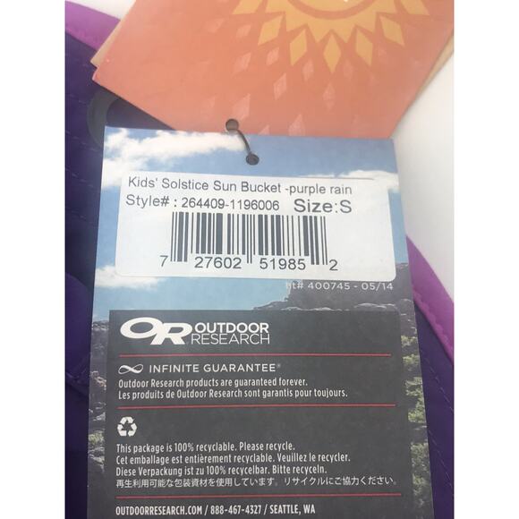 Outdoor Research Bucket Sun Hat Size S 50+ UPF - Purple Rain Kids Small - Picture 4 of 6